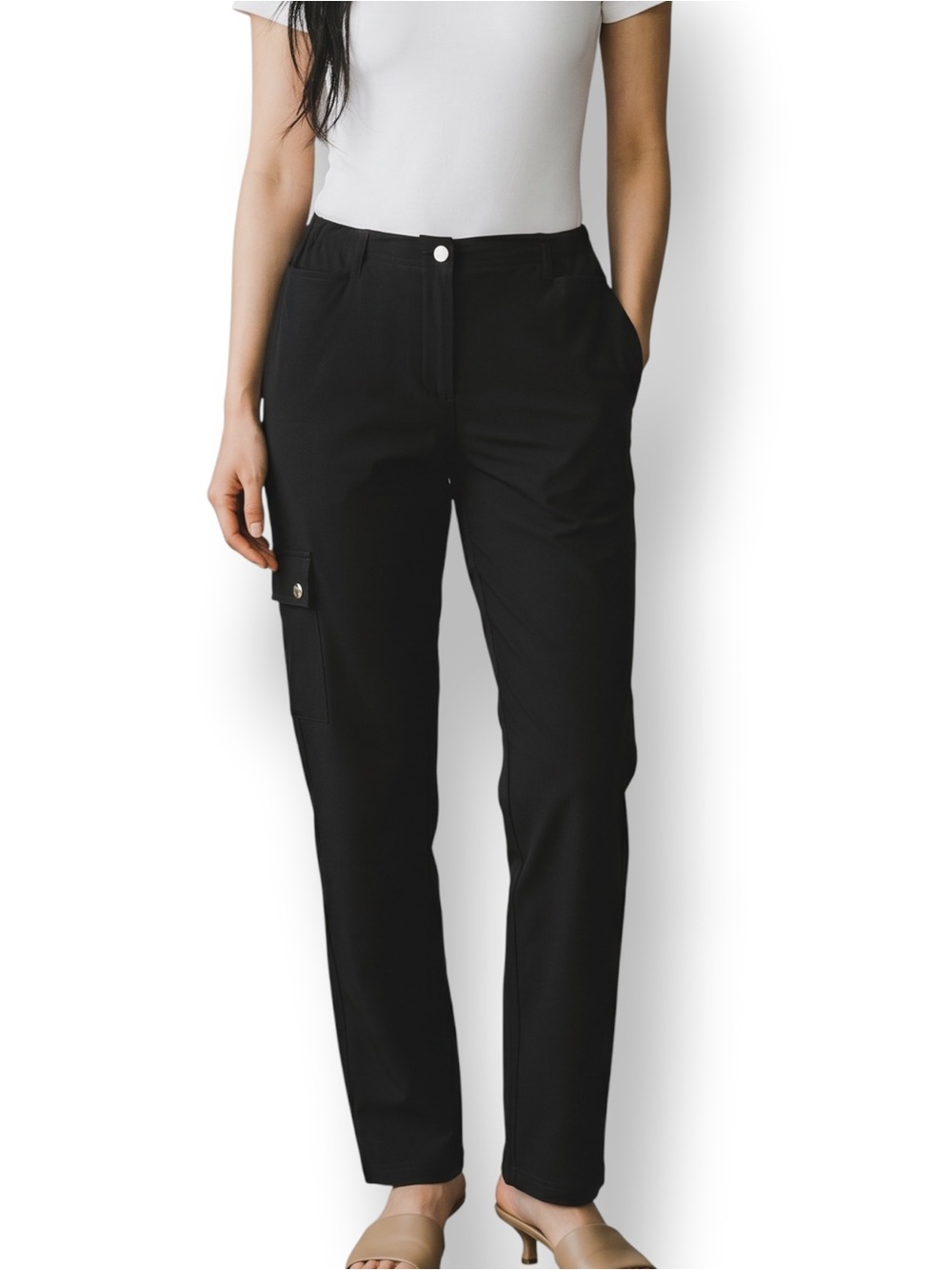 4/$20 Lands’ End Zenergy by Chico’s Black Straight Leg Travel Pants Petite 4